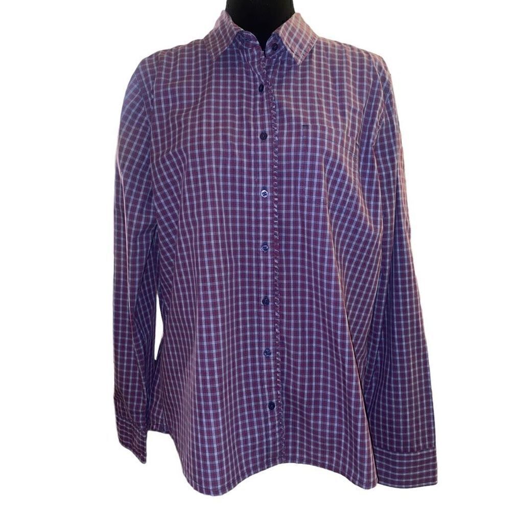 Carhartt‎ for Women Plaid Ruffle Button Down Long Sleeve Plaid Top Size XL